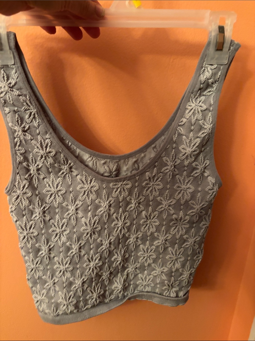 Forever 21 Gray Floral Knit Bandeau Crop Top